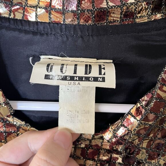 Vintage Guide Leopard Print Sequin Jacket One Size Y2K Gyaru Grunge Hippie - Picture 3 of 10